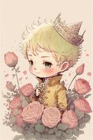 drawing of a little boy with a crown on his head. . photo