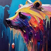 close up of a painting of a bear. . photo