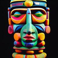 close up of a colorful mask on a black background. . photo