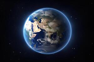 Realistic earth planet in space. photo