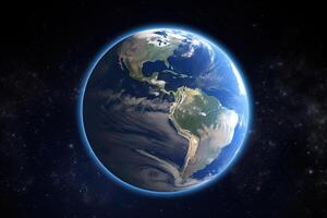 Realistic earth planet in space. photo