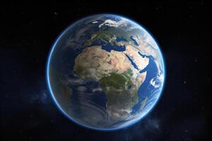 Realistic earth planet in space. photo