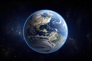 Realistic earth planet in space. photo