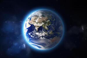 Realistic earth planet in space. photo