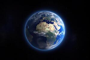 Realistic earth planet in space. photo