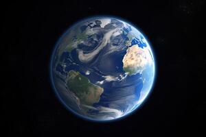 Realistic earth planet in space. photo