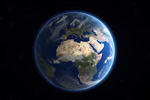 Realistic earth planet in space. photo