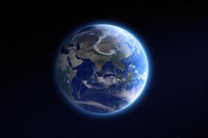 Realistic earth planet in space. photo