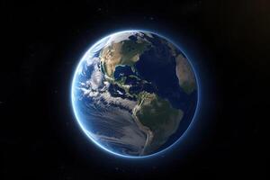 Realistic earth planet in space. photo