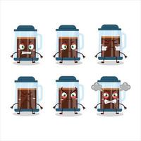 French press cartoon character with various angry expressions vector