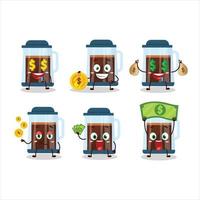 French press cartoon character with cute emoticon bring money vector