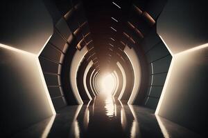 abstract tunnel corridor with rays of light shining through. photo