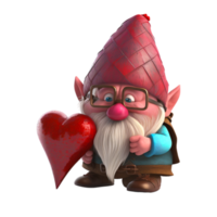 Valentine Day Gnome With Pink Hearts png