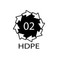 HDPE 02 recycling code symbol. Plastic recycling vector polyethylene sign.