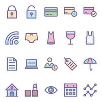 Filled color outline icons for Shopping and ecommerce. vector