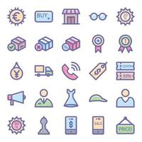 Filled color outline icons for Shopping and ecommerce. vector