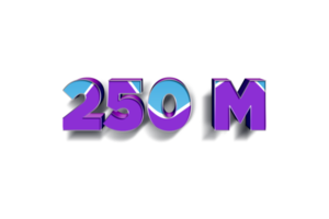 250 million les abonnés fête salutation bannière avec bleu violet conception png