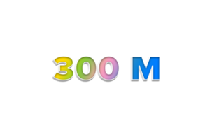 300 millón suscriptores celebracion saludo bandera con 3d extrudir diseño png