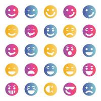 Gradient icons for Smiley face. vector