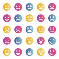Gradient icons for Smiley face. vector