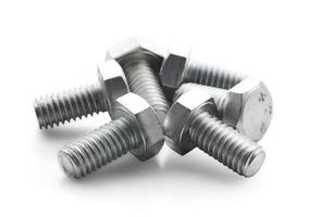 close-up steel nut screw isolated on white background. group of steel metal nut and screw isolated on white background. metal, fastener, bolt, iron, nut, screw photo