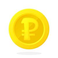 Golden coin of Russian ruble in flat style vector