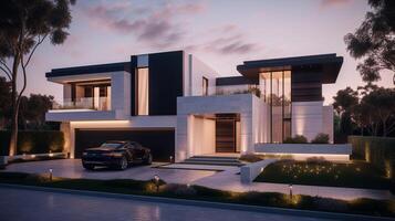 3d modern luxury real estate house for sale and rent , luxury property concept, photo