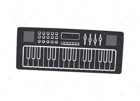 silueta de electrónico teclado musical instrumento sintetizador. vector ilustración. moderno electro piano. estallido, disco, bailar, jazz equipo. aislado blanco antecedentes