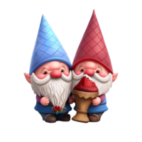 mignonne Valentin s journée gnomes rose chapeau couple en portant l'amour cœur png