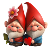 schattig Valentijn s dag kabouters roze hoed paar Holding liefde hart png