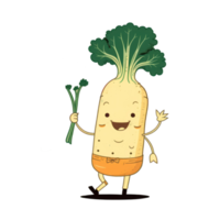 cute happy parsnip character . AI Generated png