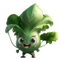 cute happy spinach character . AI Generated png