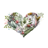 heart with flowers . AI Generated png