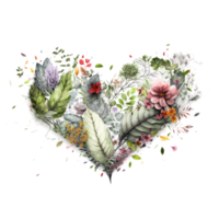 heart with flowers . AI Generated png