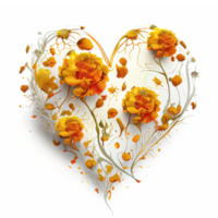 marigold art fantasy heart . AI Generated png