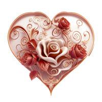 Rosa corazón fantasía . ai generado png