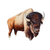 Watercolor Bison . AI Generated png