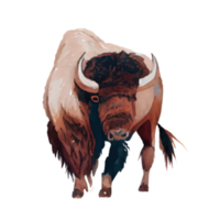 Watercolor Bison . AI Generated png