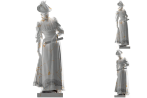 Dame Émilie Marie rôder statue dans blanc marbre avec or détails parfait pour vêtements, album couvertures png