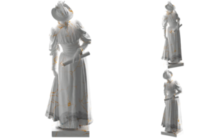 dama emilia marie vagando estatua en blanco mármol con oro detalles Perfecto para vestir, álbum cubre png