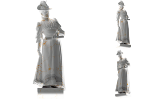 Dame Émilie Marie rôder statue dans blanc marbre avec or détails parfait pour vêtements, album couvertures png