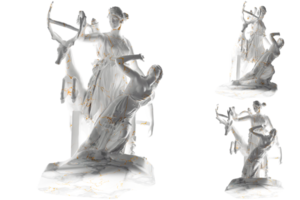 Renaissance gold Artemis and Iphigeneia statue 3D render perfect for fashion, album covers png