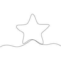 Continuous line drawing of star, Black and white minimalistic linear illustration made of one line. Star icon line continuous drawing vector. vector