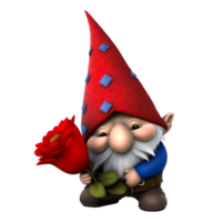 Valentine Day Gnome With Pink Hearts png