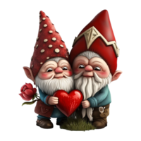 valentine dag gnome med rosa hjärtan png