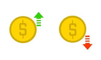 ilustración vector gráfico de pisos diseño monedas dolares arriba y abajo