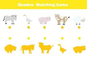 Shadow matching game for children. Find the correct shadow kids activity for preschool and school age vector