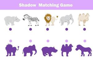 Shadow matching game for children. Find the correct shadow kids activity for preschool and school age vector