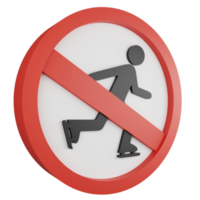 3D render no skating sign icon isolated on transparent background, red mandatory sign png