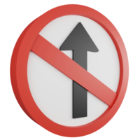 3D render no passing sign icon isolated on transparent background, red mandatory sign png